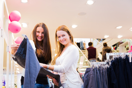 Friends Shopping For Clothesの写真素材
