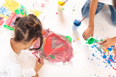 Painting Mixed Race Kidsの写真素材