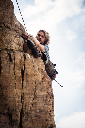 Young Climber Rock Climbingの写真素材
