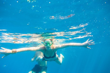 Young Couple Snorkelingの写真素材