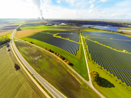 Aerial View Of Solar Power Stationの写真素材