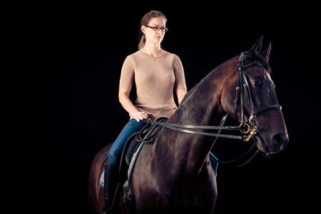 Woman With Her Horseの写真素材