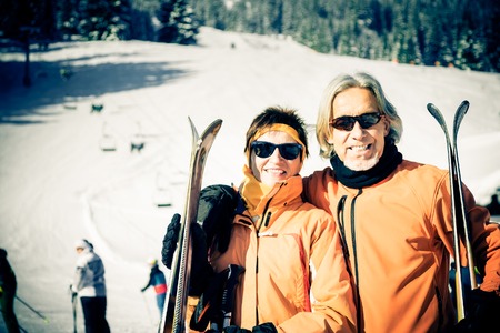 Senior Couple Skiingの写真素材