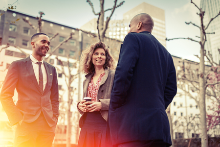 Business People Talking In La Defense, Paris, Franceの写真素材