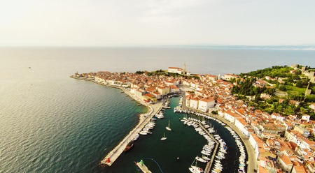 Aerial View Of The City Of Piran, Sloveniaの写真素材