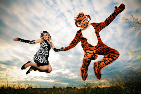 Very Different But Wild An Happy Coupleの写真素材