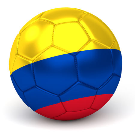 Soccer Ball With Colombian Flag 3D Renderの写真素材