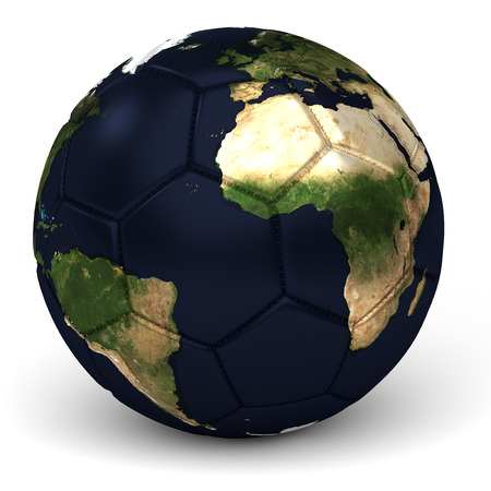 Soccer Ball With World Map 3D Renderの写真素材