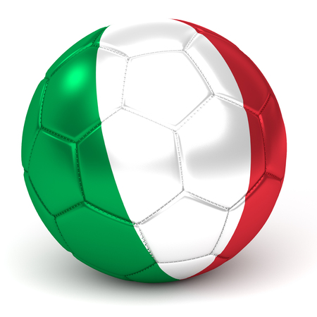 a soccer ball with flag of italy, isolated on whiteの写真素材