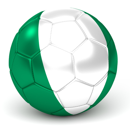 a soccer ball with flag of nigeria, isolated on whiteの写真素材