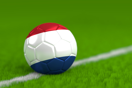 Soccer Ball With Dutch Flag 3D Renderの写真素材