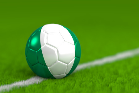 Soccer Ball With Nigerian Flag 3D Renderの写真素材