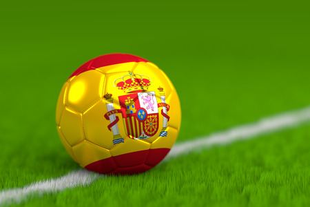 Soccer Ball With Spanish Flag 3D Renderの写真素材