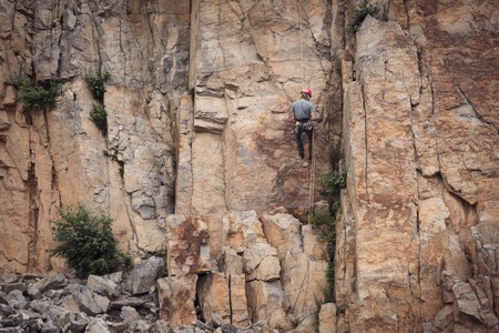 Young Climber Rock Climbingの写真素材