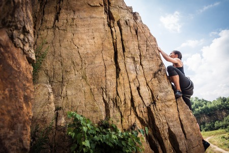 Young Climber Rock Climbingの写真素材