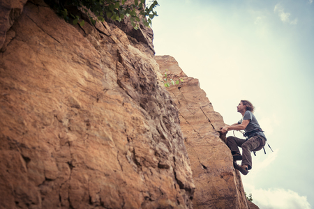 Young Climber Rock Climbingの写真素材