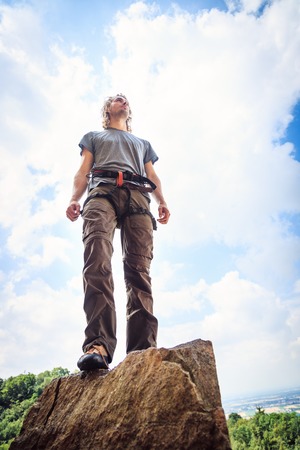 Young Climber Rock Climbingの写真素材