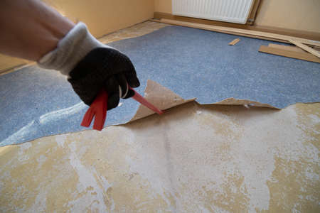 Home Renovation Project, Removing Floorの写真素材