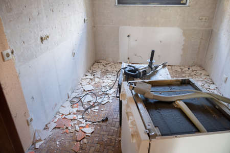 Home Renovation Project, Removing Tilesの写真素材