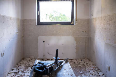 Home Renovation Project, Removing Tilesの写真素材