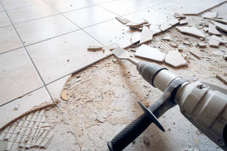 Home Renovation Project, Removing Tilesの写真素材