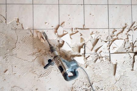 Home Renovation Project, Removing Tilesの写真素材