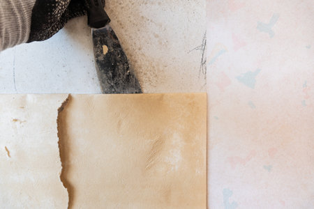 Home Renovation Project, Removing Wallpaperの写真素材