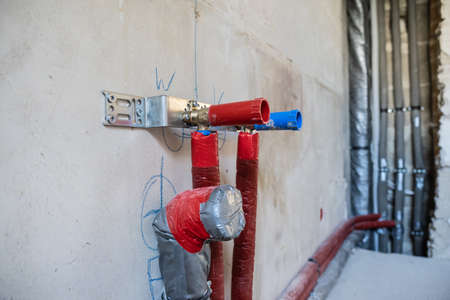 Home Renovation Project, Raw Walls, Plumbingの写真素材