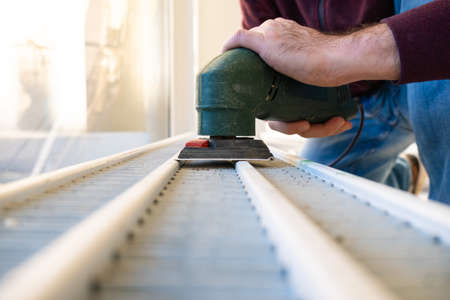 Home Renovation Project, Sanding Old Radiatorの写真素材