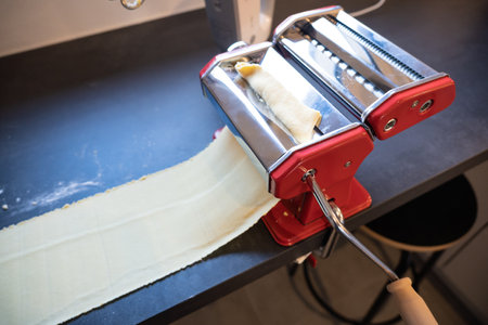 Making Pasta with Pasta Machineの写真素材
