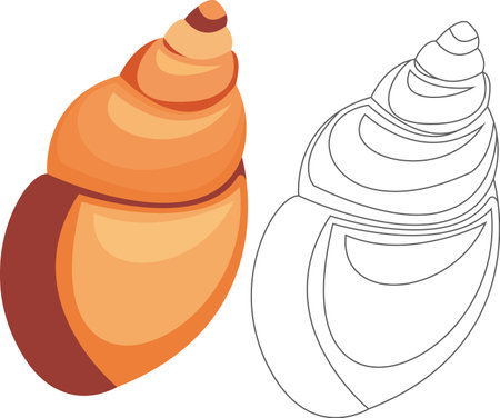 Cartoon coral and sea shells, underwater elements. natural sea blue, seashell aquarium set. marine vector clipartのイラスト素材