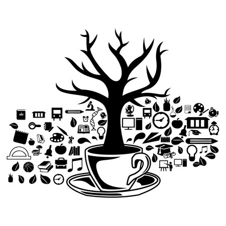 Vector set of coffee tree branchのイラスト素材