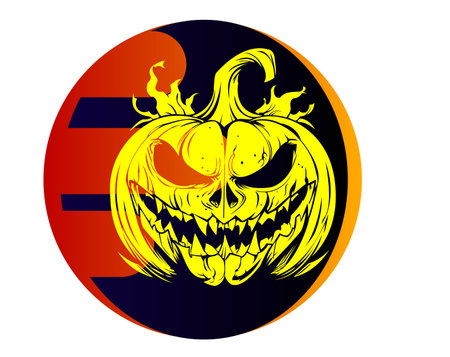 Glowing pumpkin lantern on wooden table in Halloween setting Pumpkin Halloween 31st Octoberのイラスト素材