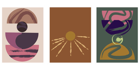 Organic shapes with grain texture in pastel colors. Set of hand drawn irregular round and wavy blot forms. Doodle graphic vector elements for text and contemporary design. Abstractのイラスト素材