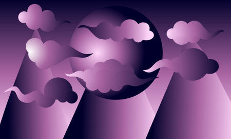 Vector Illustration gradient  of Line Art Cloudのイラスト素材