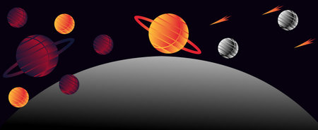 Planets in space. Solar system. Space exploration. Vector illustration.のイラスト素材