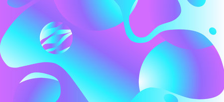 Abstract background with liquid shapes. Vector illustration. Blue and pink colors.のイラスト素材