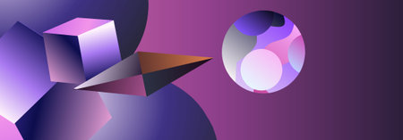 Abstract background with 3d geometric shapes in trendy style. Vector illustration