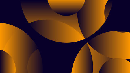 Abstract geometric background with circles in black and orange colors. Vector illustration.のイラスト素材