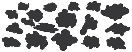 Set of black clouds isolated on a white background. Vector illustration.のイラスト素材