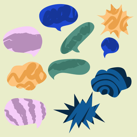 Set of speech bubbles in different shapes and colors. Vector illustration.
