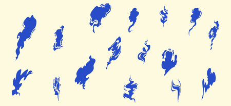 Set of silhouettes of cloud. Vector illustration in blue tones.のイラスト素材