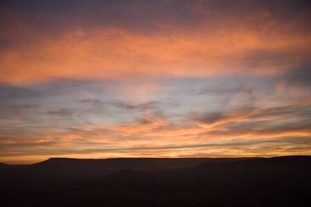 Beautiful sunset sky for background. Orange sky in Aksaray village, Turkey