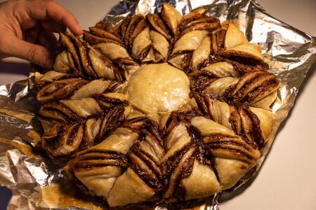 Chocolate pastry puff. bakey product homemade