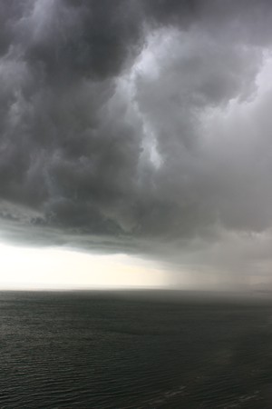 The strom raining on the beach