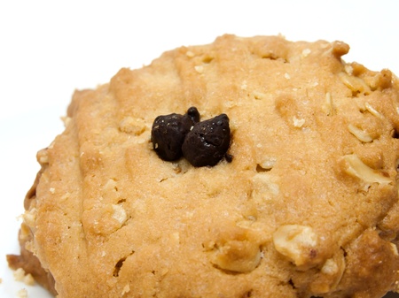 chocolate chip Oat cookie isolatedの写真素材