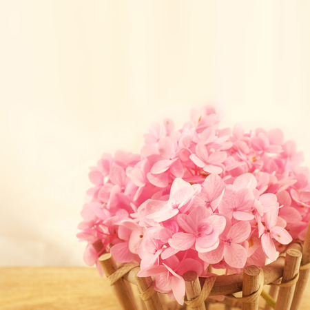 Sweet Pink Hydrangeas in basket