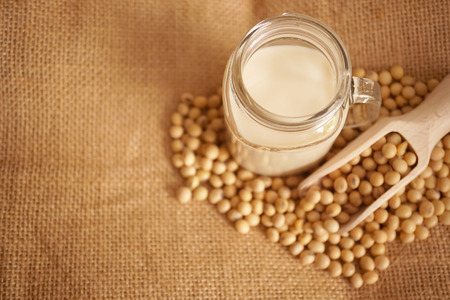 soy milk and soy beansの写真素材