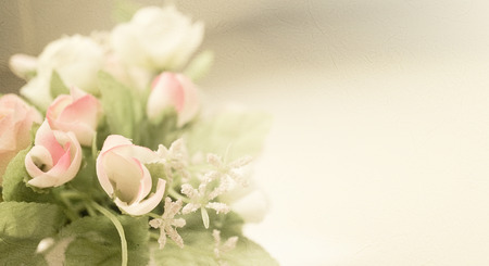 sweet color roses in soft and blur style on mulberry paper texture for backgroundの写真素材