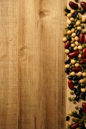 beans on the old wood tableの写真素材